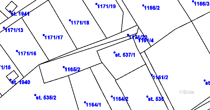 Parcela st. 537/2 v KÚ Nový Bydžov, Katastrální mapa