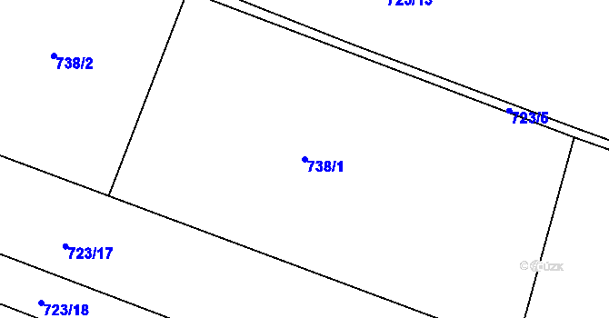 Parcela st. 738/1 v KÚ Nový Bydžov, Katastrální mapa