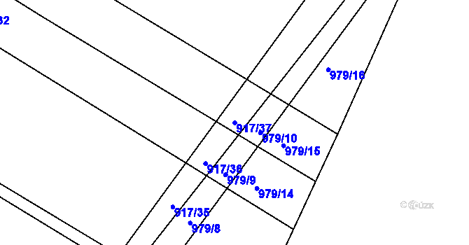 Parcela st. 917/37 v KÚ Nový Bydžov, Katastrální mapa
