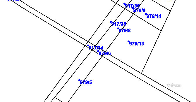 Parcela st. 979/6 v KÚ Nový Bydžov, Katastrální mapa