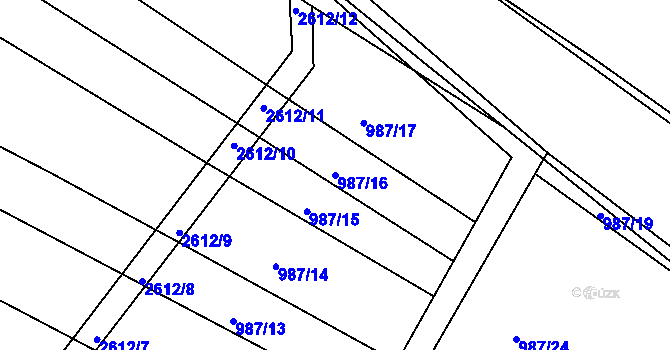 Parcela st. 987/16 v KÚ Nový Bydžov, Katastrální mapa
