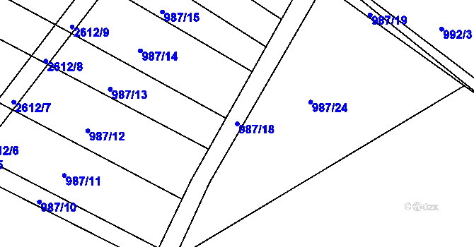 Parcela st. 987/18 v KÚ Nový Bydžov, Katastrální mapa