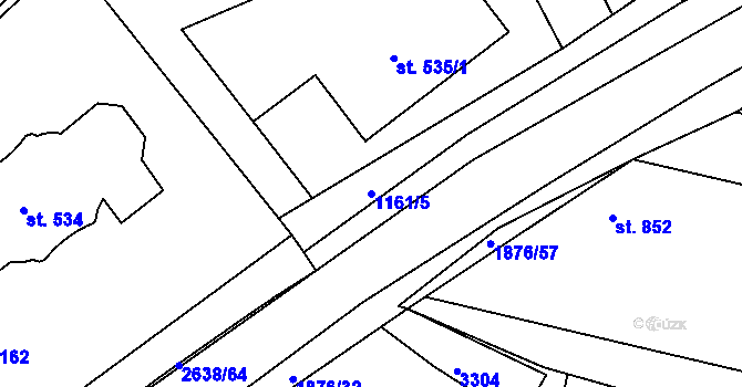 Parcela st. 1161/5 v KÚ Nový Bydžov, Katastrální mapa
