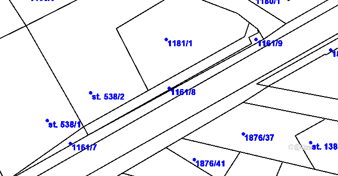 Parcela st. 1161/8 v KÚ Nový Bydžov, Katastrální mapa