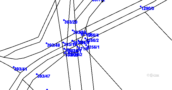 Parcela st. 1256/1 v KÚ Nový Bydžov, Katastrální mapa