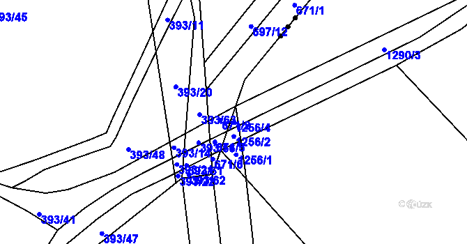Parcela st. 1256/4 v KÚ Nový Bydžov, Katastrální mapa
