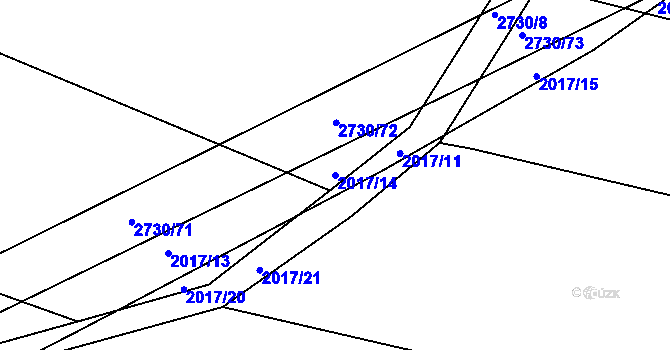 Parcela st. 2017/14 v KÚ Nový Bydžov, Katastrální mapa