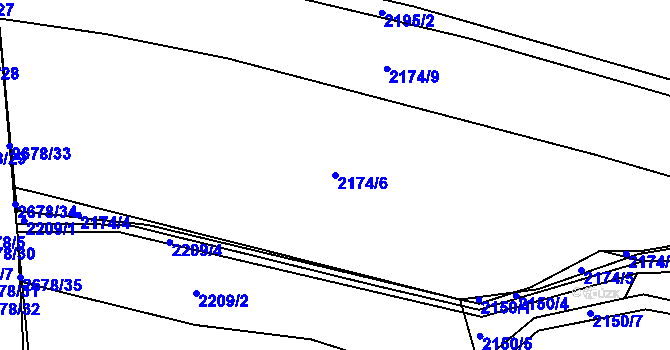 Parcela st. 2174/6 v KÚ Nový Bydžov, Katastrální mapa