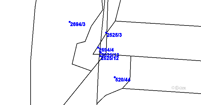 Parcela st. 2525/13 v KÚ Nový Bydžov, Katastrální mapa