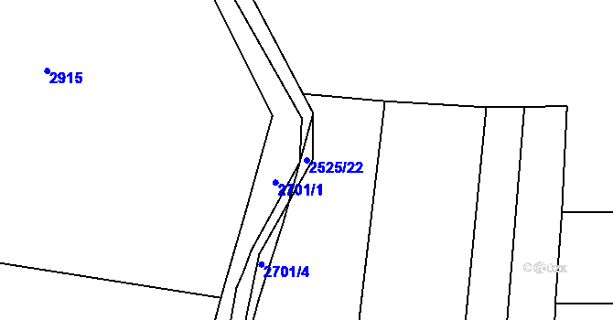 Parcela st. 2525/22 v KÚ Nový Bydžov, Katastrální mapa