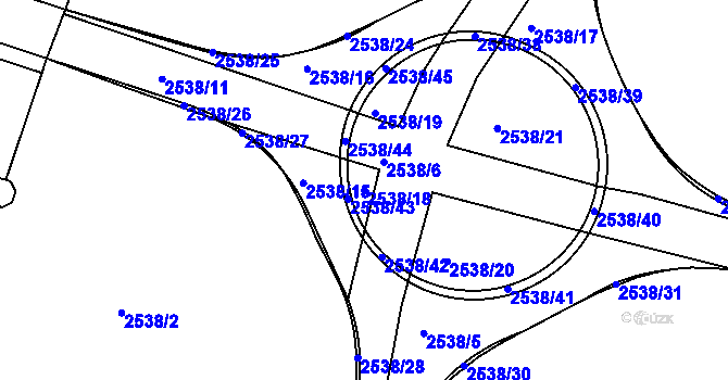 Parcela st. 2538/18 v KÚ Nový Bydžov, Katastrální mapa