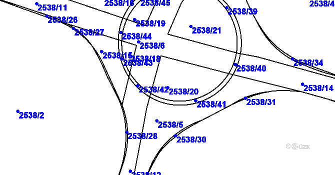 Parcela st. 2538/20 v KÚ Nový Bydžov, Katastrální mapa