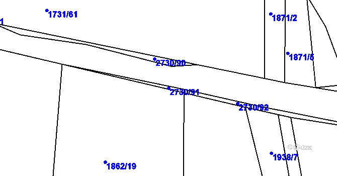 Parcela st. 2730/91 v KÚ Nový Bydžov, Katastrální mapa