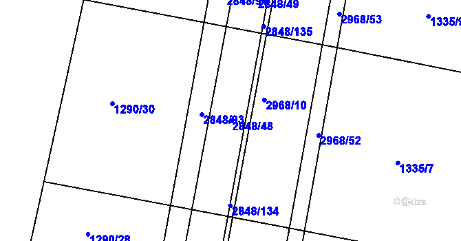 Parcela st. 2848/48 v KÚ Nový Bydžov, Katastrální mapa