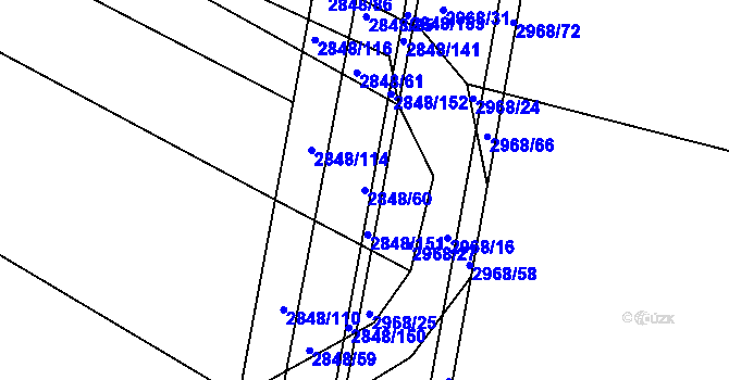 Parcela st. 2848/60 v KÚ Nový Bydžov, Katastrální mapa