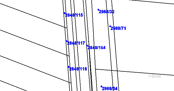 Parcela st. 2848/154 v KÚ Nový Bydžov, Katastrální mapa