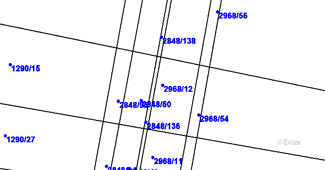 Parcela st. 2968/12 v KÚ Nový Bydžov, Katastrální mapa