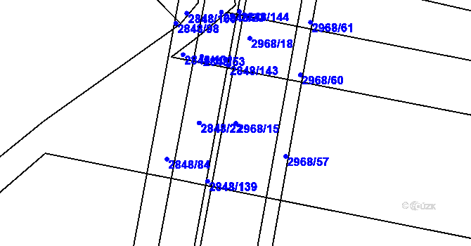 Parcela st. 2968/15 v KÚ Nový Bydžov, Katastrální mapa