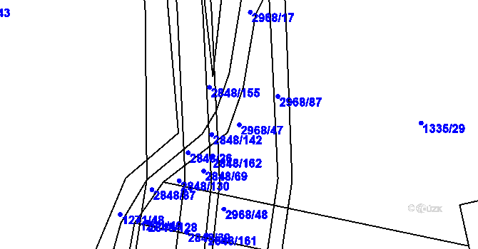 Parcela st. 2968/47 v KÚ Nový Bydžov, Katastrální mapa