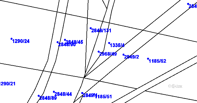 Parcela st. 2968/49 v KÚ Nový Bydžov, Katastrální mapa