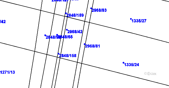 Parcela st. 2968/81 v KÚ Nový Bydžov, Katastrální mapa