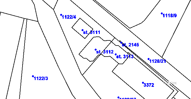 Parcela st. 3112 v KÚ Nový Bydžov, Katastrální mapa