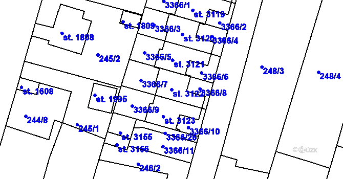 Parcela st. 3122 v KÚ Nový Bydžov, Katastrální mapa