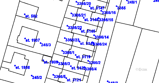Parcela st. 3144 v KÚ Nový Bydžov, Katastrální mapa