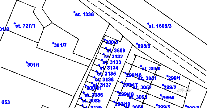 Parcela st. 3132 v KÚ Nový Bydžov, Katastrální mapa