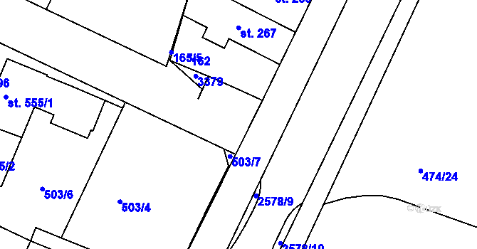 Parcela st. 3381 v KÚ Nový Bydžov, Katastrální mapa