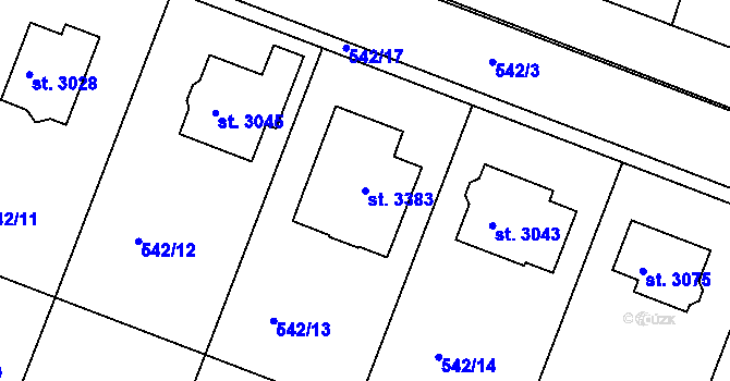 Parcela st. 3383 v KÚ Nový Bydžov, Katastrální mapa