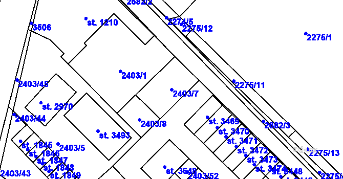 Parcela st. 2403/7 v KÚ Nový Bydžov, Katastrální mapa