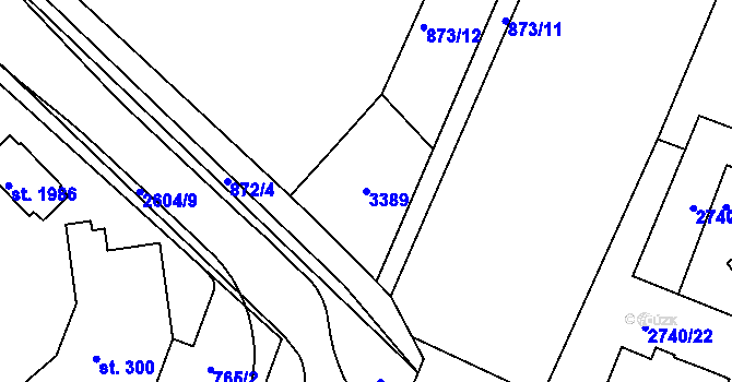 Parcela st. 3389 v KÚ Nový Bydžov, Katastrální mapa