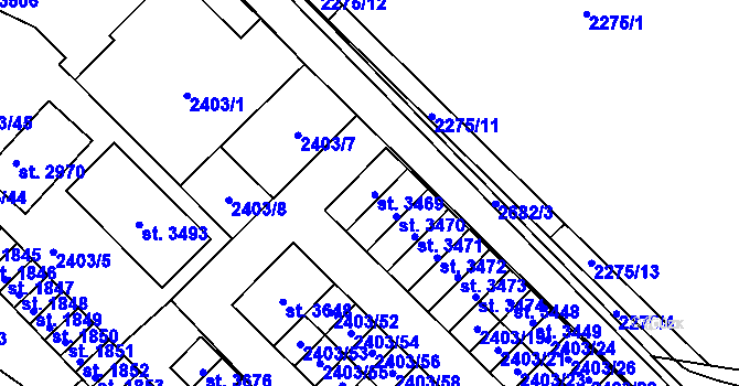 Parcela st. 2403/9 v KÚ Nový Bydžov, Katastrální mapa