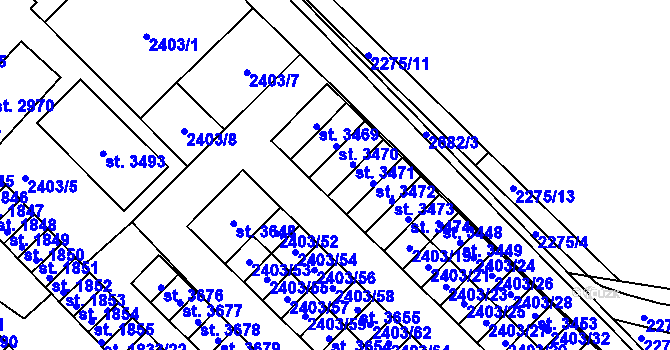 Parcela st. 2403/11 v KÚ Nový Bydžov, Katastrální mapa