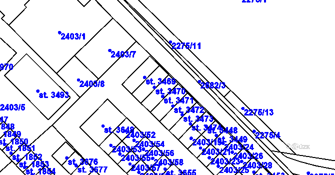 Parcela st. 2403/12 v KÚ Nový Bydžov, Katastrální mapa