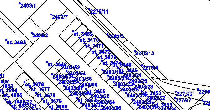 Parcela st. 2403/18 v KÚ Nový Bydžov, Katastrální mapa