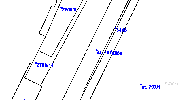 Parcela st. 797/4 v KÚ Nový Bydžov, Katastrální mapa