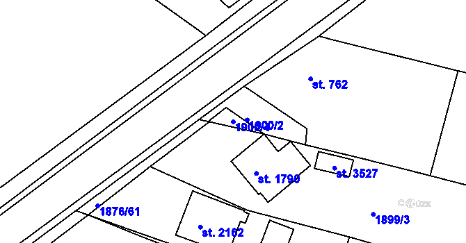 Parcela st. 1900/4 v KÚ Nový Bydžov, Katastrální mapa