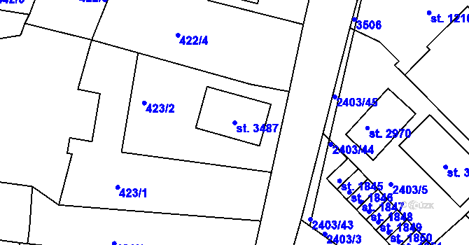 Parcela st. 3487 v KÚ Nový Bydžov, Katastrální mapa