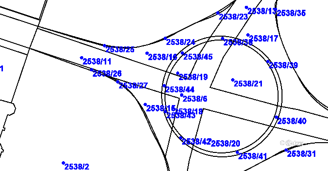 Parcela st. 2538/44 v KÚ Nový Bydžov, Katastrální mapa