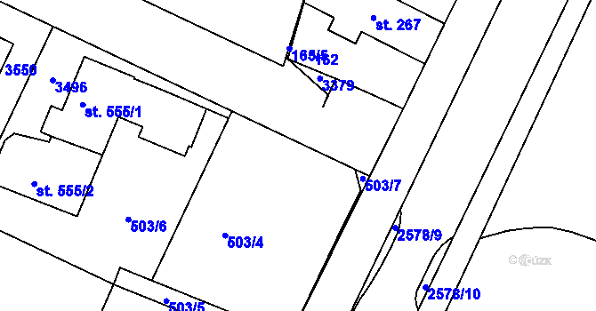 Parcela st. 3457 v KÚ Nový Bydžov, Katastrální mapa