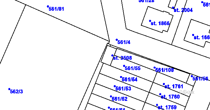 Parcela st. 561/107 v KÚ Nový Bydžov, Katastrální mapa