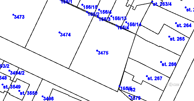 Parcela st. 3475 v KÚ Nový Bydžov, Katastrální mapa