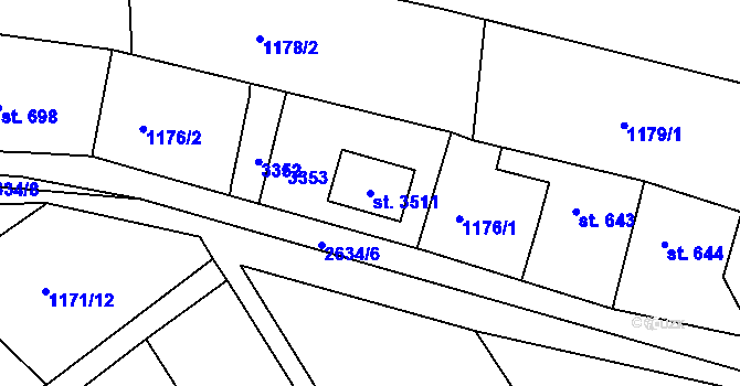 Parcela st. 3511 v KÚ Nový Bydžov, Katastrální mapa
