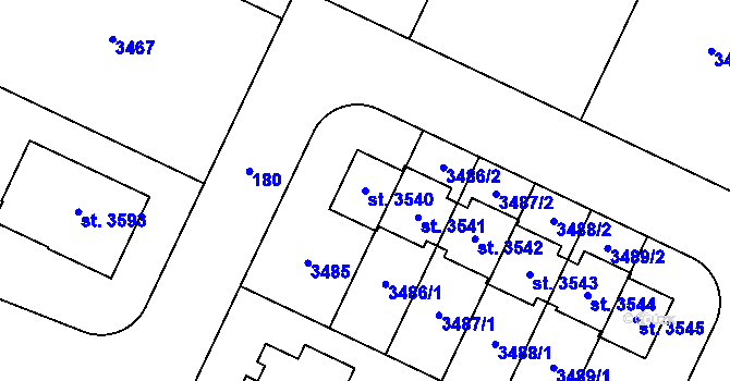 Parcela st. 3540 v KÚ Nový Bydžov, Katastrální mapa