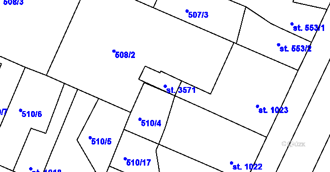 Parcela st. 3571 v KÚ Nový Bydžov, Katastrální mapa