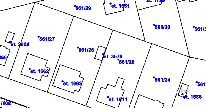 Parcela st. 3579 v KÚ Nový Bydžov, Katastrální mapa