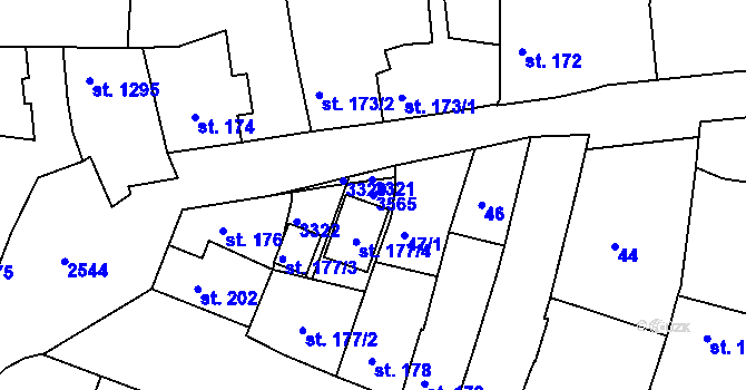 Parcela st. 3565 v KÚ Nový Bydžov, Katastrální mapa