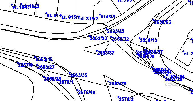 Parcela st. 2663/37 v KÚ Nový Bydžov, Katastrální mapa